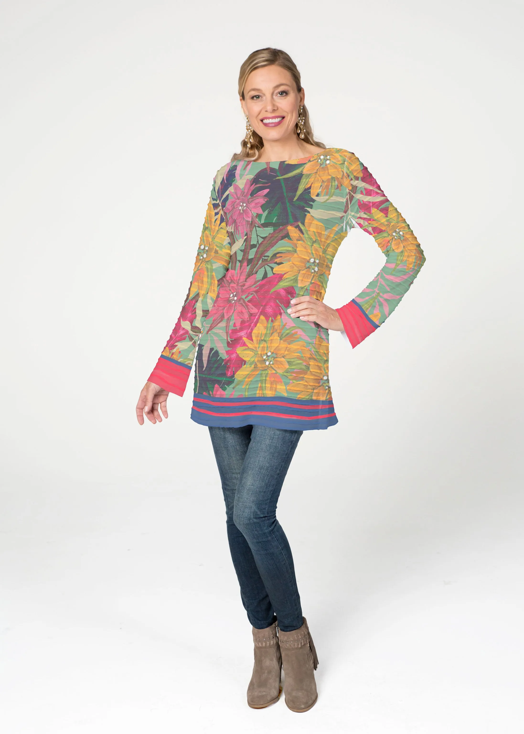 Autumn Stripe (17196) ~ Banded Boatneck Tunic