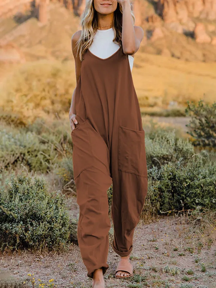 Ava Sleeveless V-Neck Pocketed Jumpsuit
