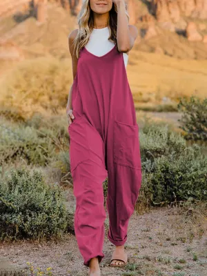 Ava Sleeveless V-Neck Pocketed Jumpsuit
