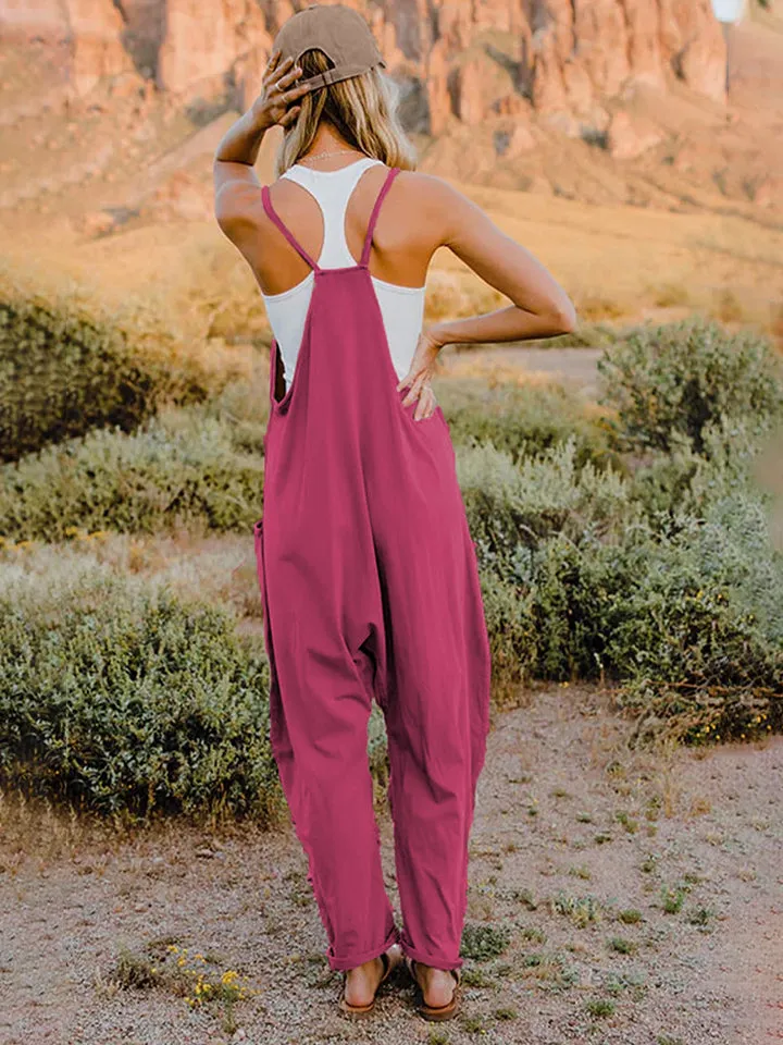 Ava Sleeveless V-Neck Pocketed Jumpsuit