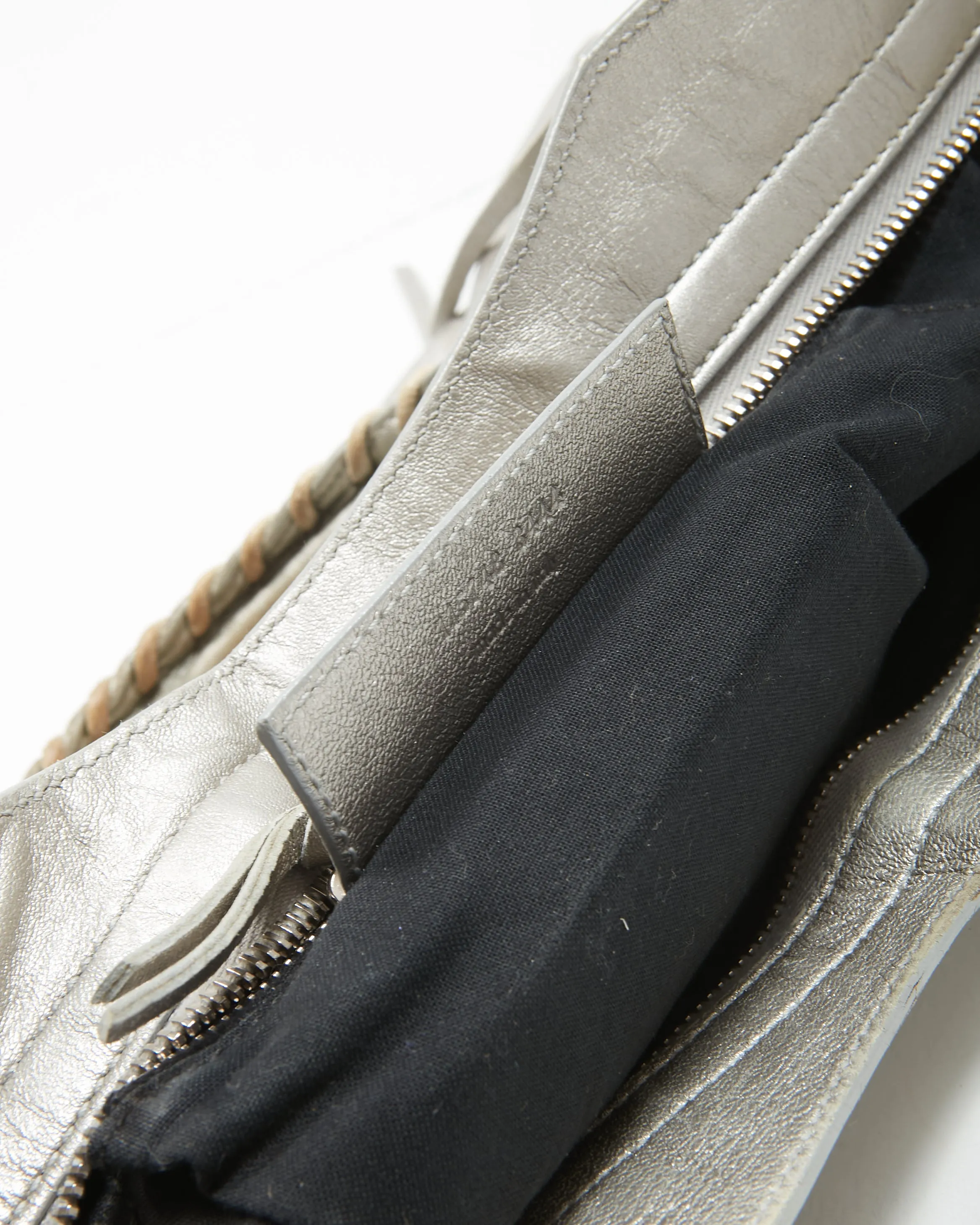 Balenciaga Metallic Silver Leather Motocross Classic City Bag