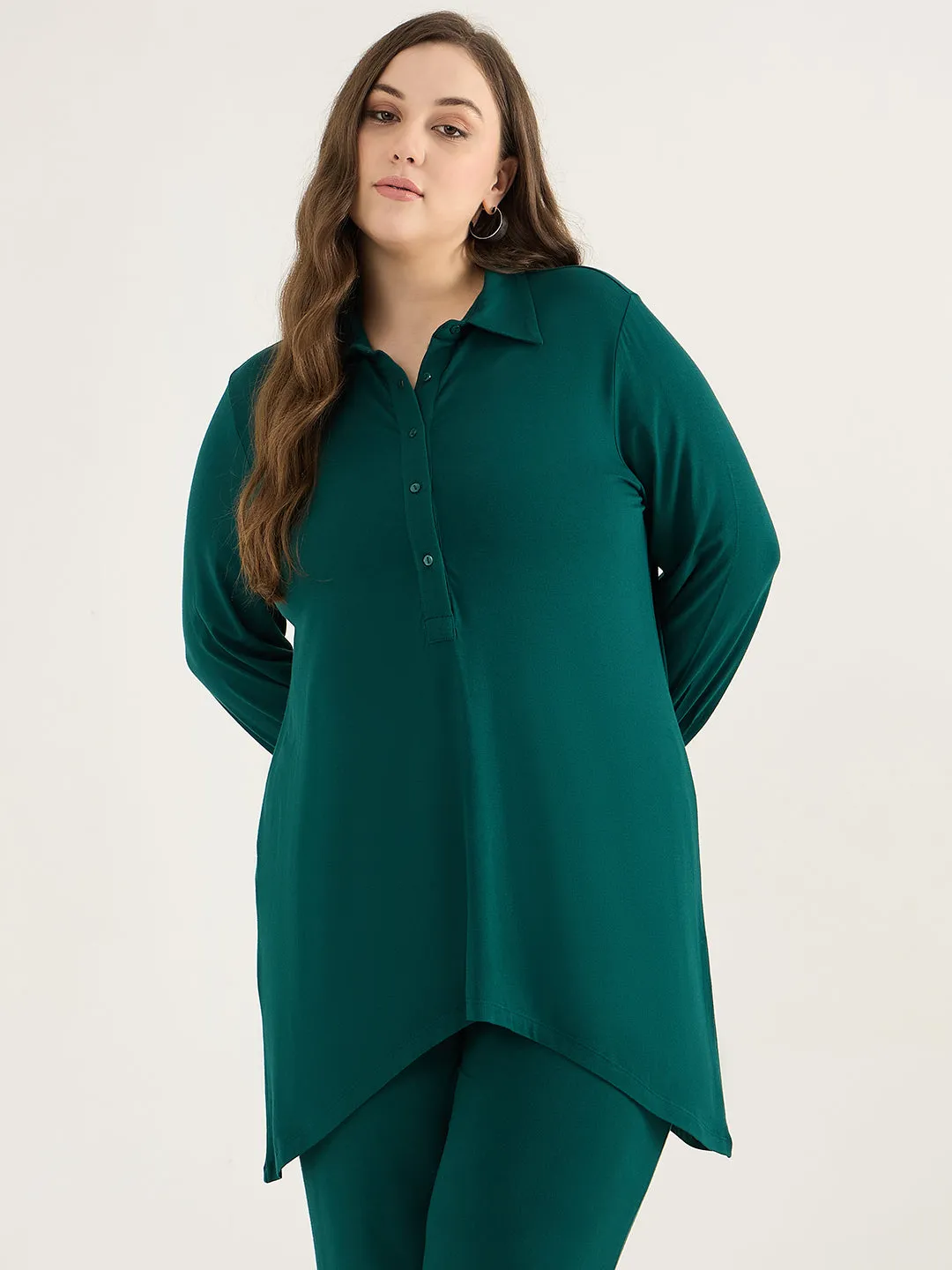 Bamboo Green Assymetric Tunic