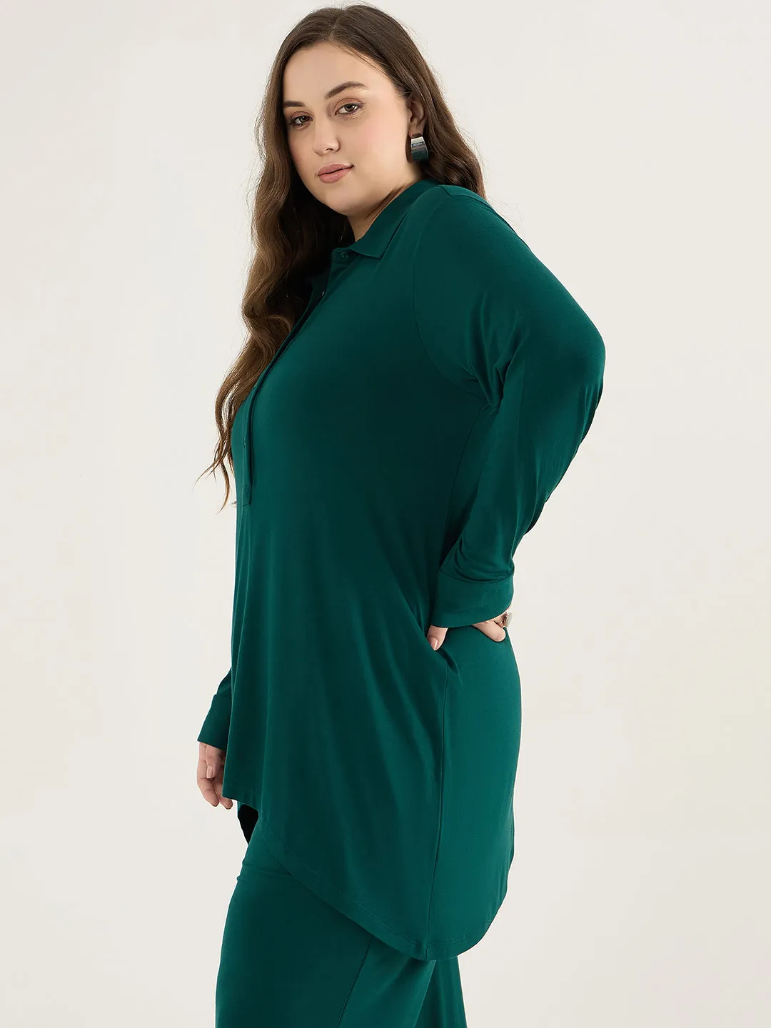 Bamboo Green Assymetric Tunic
