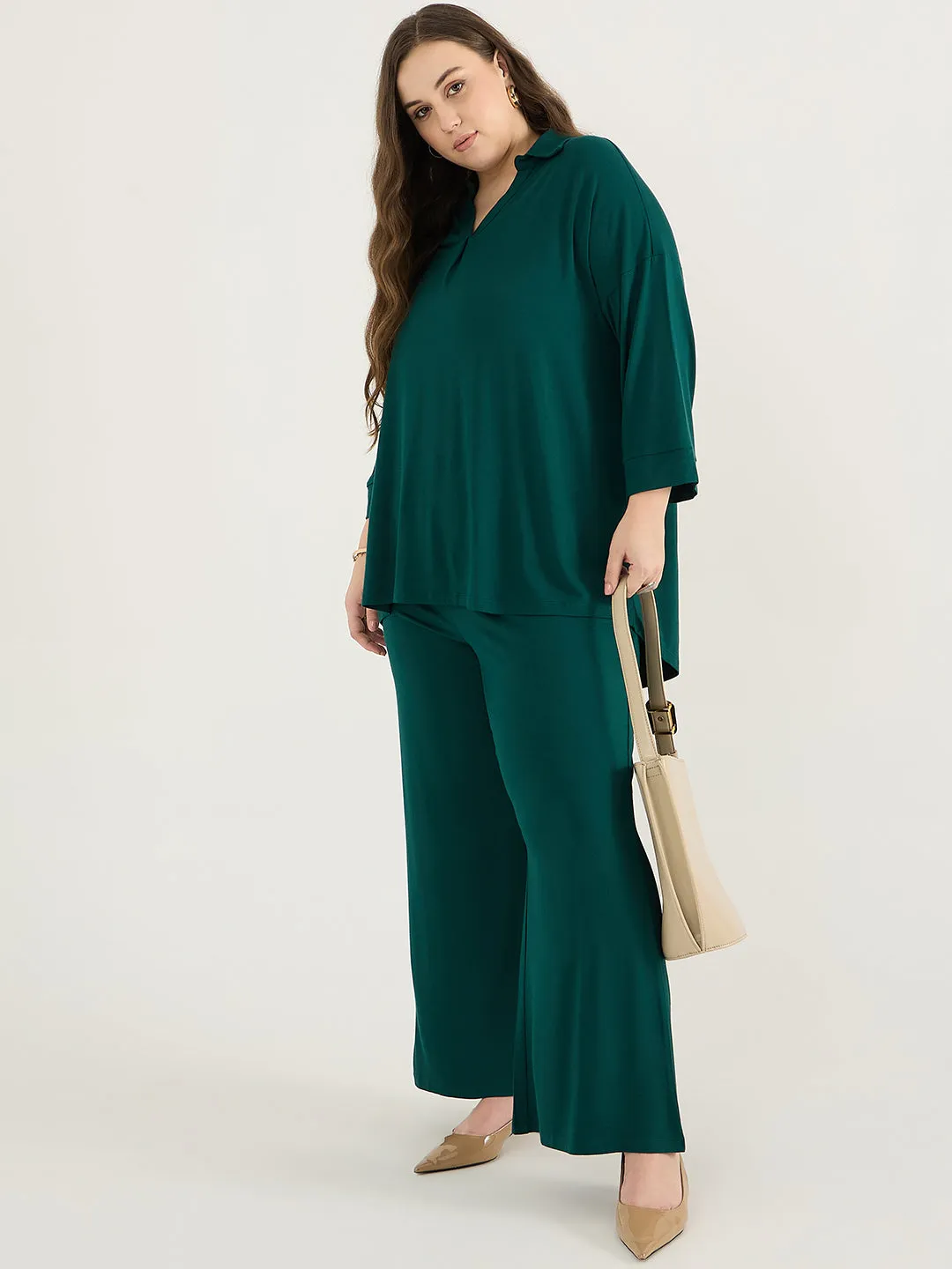 Bamboo Green Front Pleat Detail Tunic