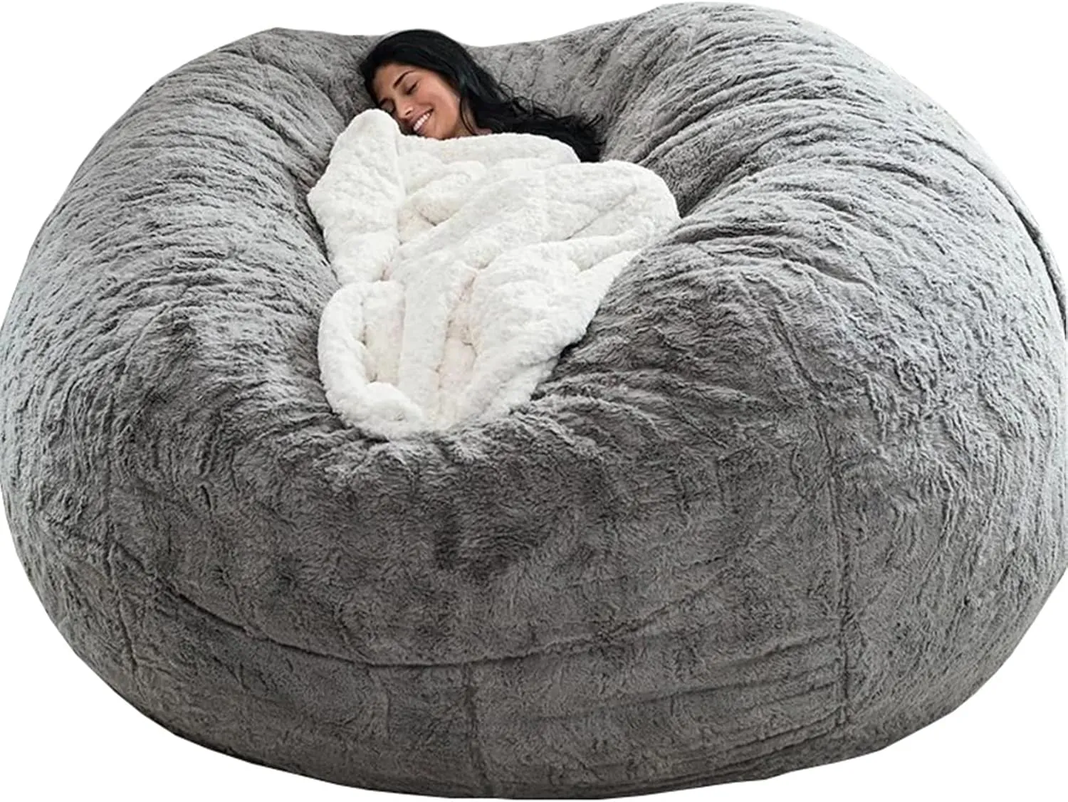 Bean Bag Chairs Giant Bean Bag Cover Only Soft Fluffy Fur Bean Bag 7Ft