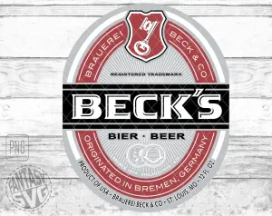 Beck's Beer Inspired Unofficial Logo Can Tumbler Wrap PNG File Printable