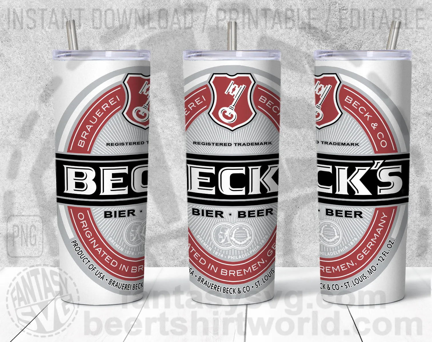Beck's Beer Inspired Unofficial Logo Can Tumbler Wrap PNG File Printable