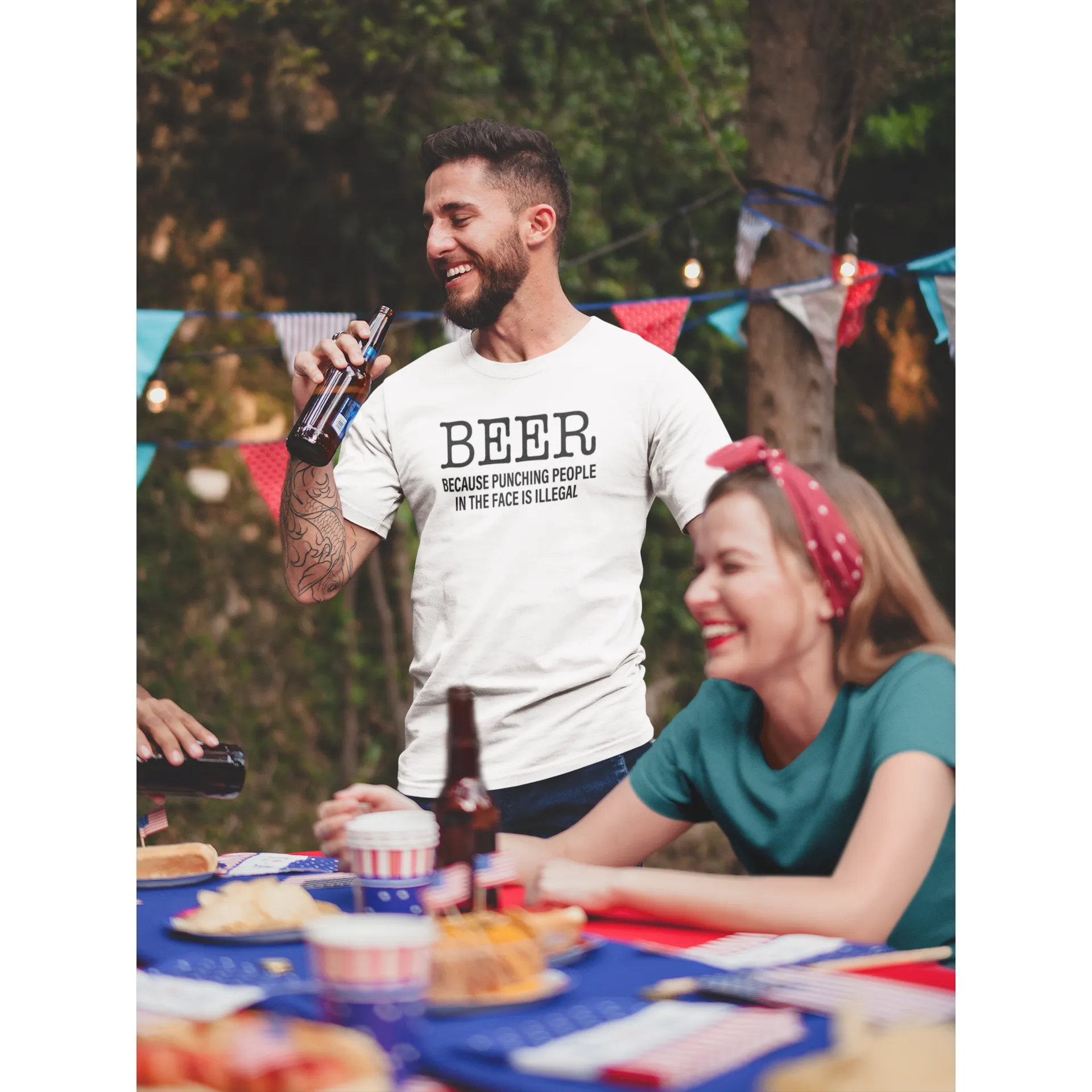 Beer. Because Punching People In The Face Is Illegal Men's/Unisex T-Shirt