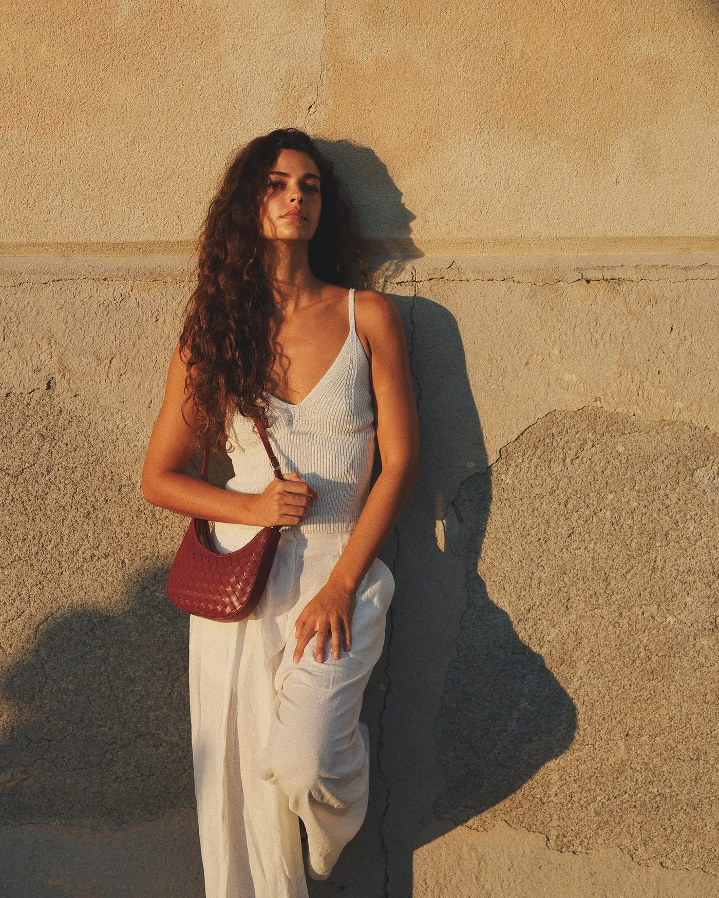 bembien / mini sling bag - carré weave cream