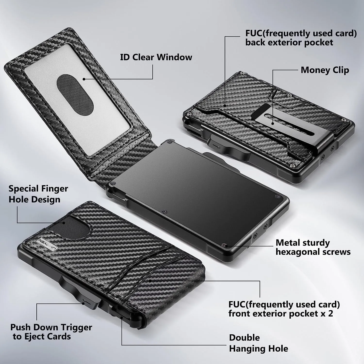 Bifold Wallet for Men - with Money Clip Slim Leather Credit Card Holder