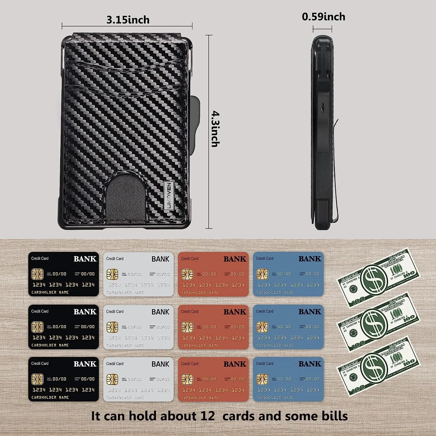 Bifold Wallet for Men - with Money Clip Slim Leather Credit Card Holder