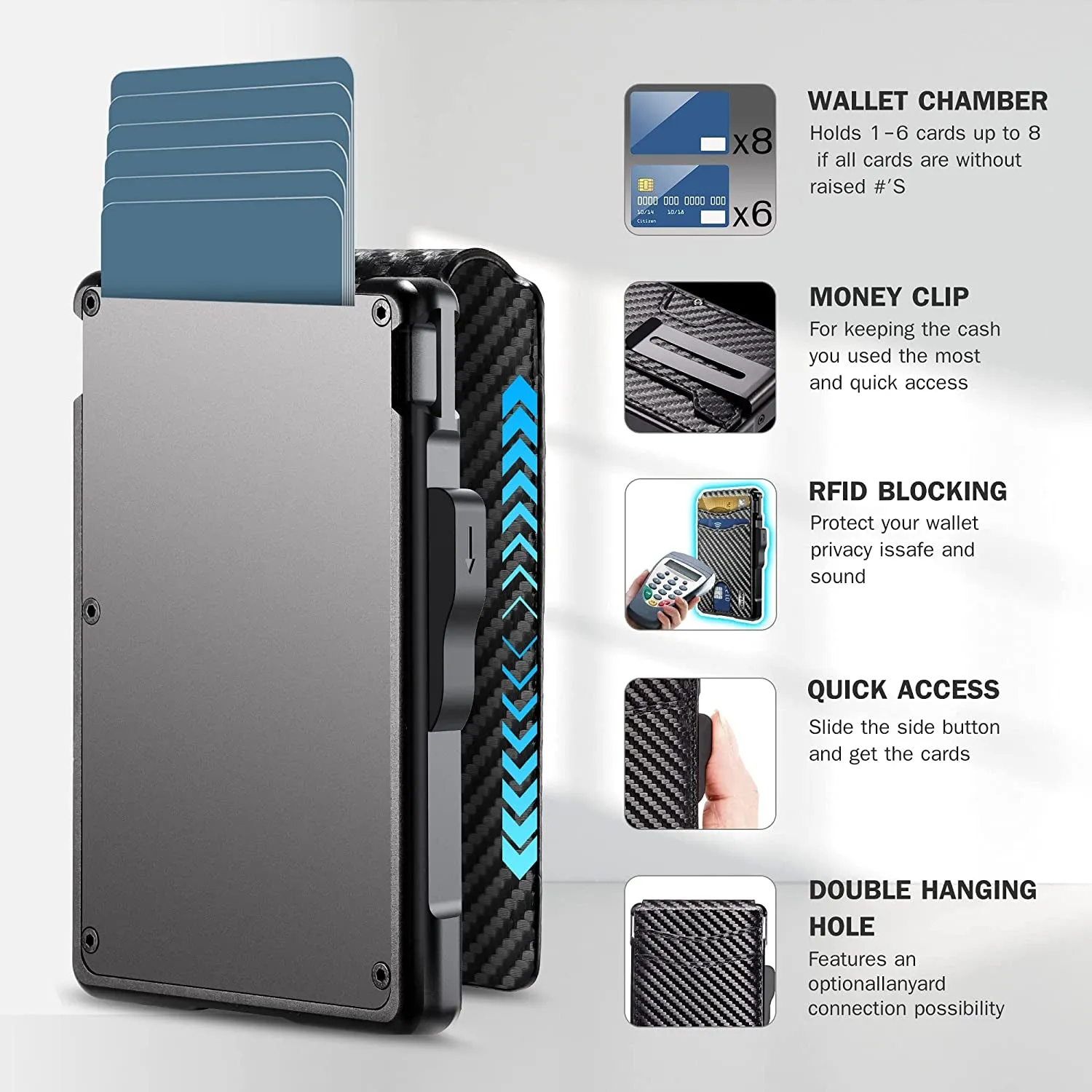 Bifold Wallet for Men - with Money Clip Slim Leather Credit Card Holder