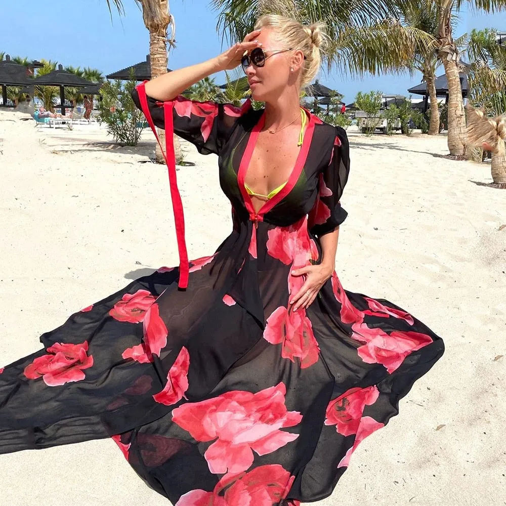Bikini Beach Cover up Tunics for Beach Long Kaftan Bikini Cover up Sarong Beach Swimsuit cover-ups