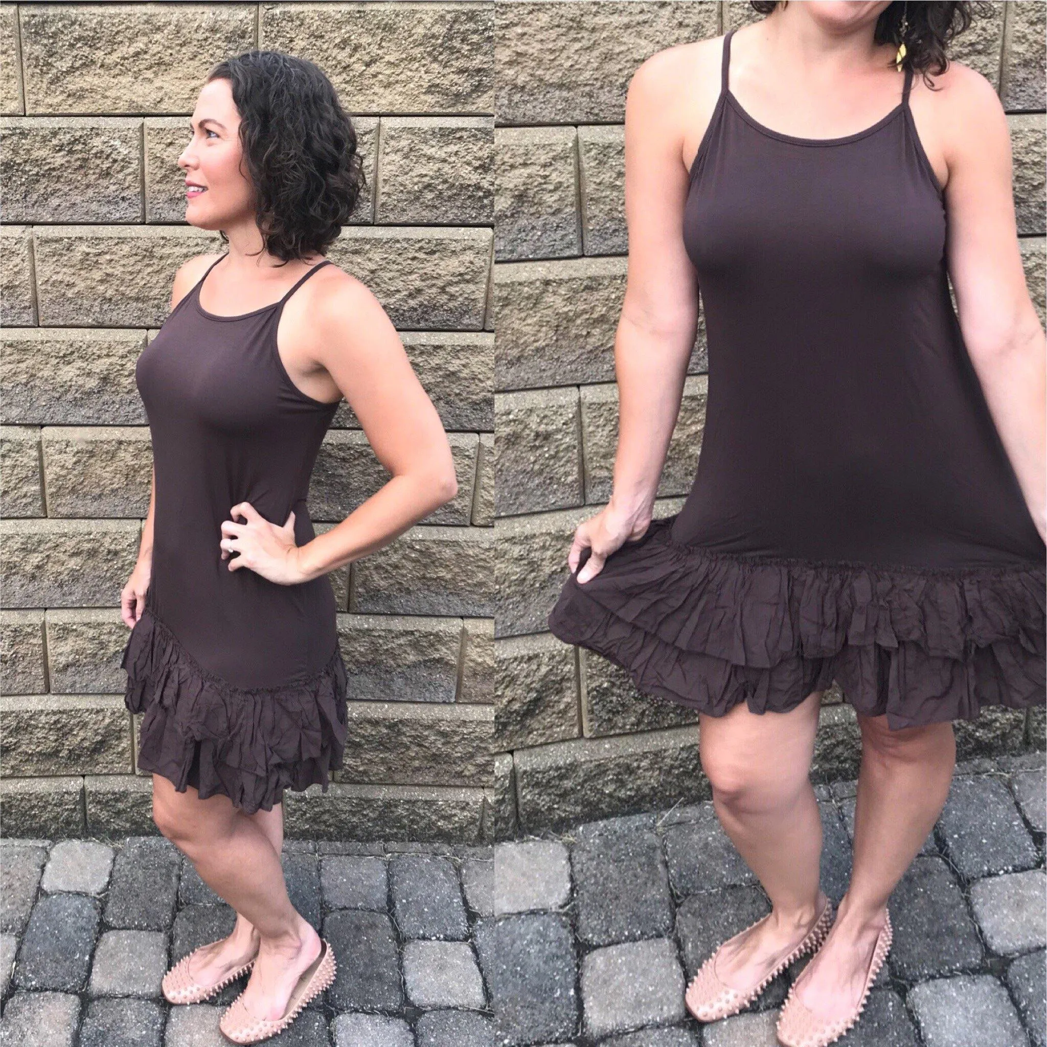 Black Double Ruffle Dress Extender Slip