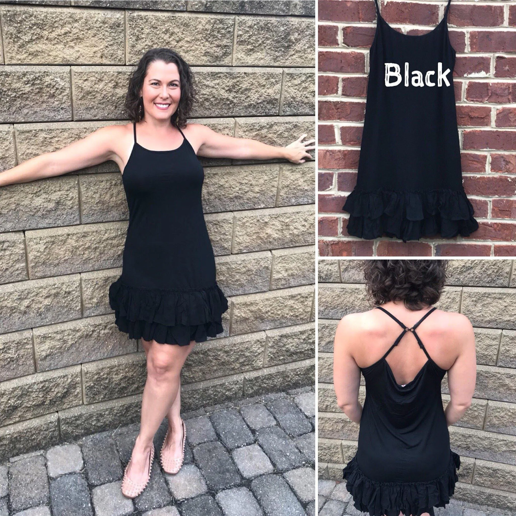 Black Double Ruffle Dress Extender Slip