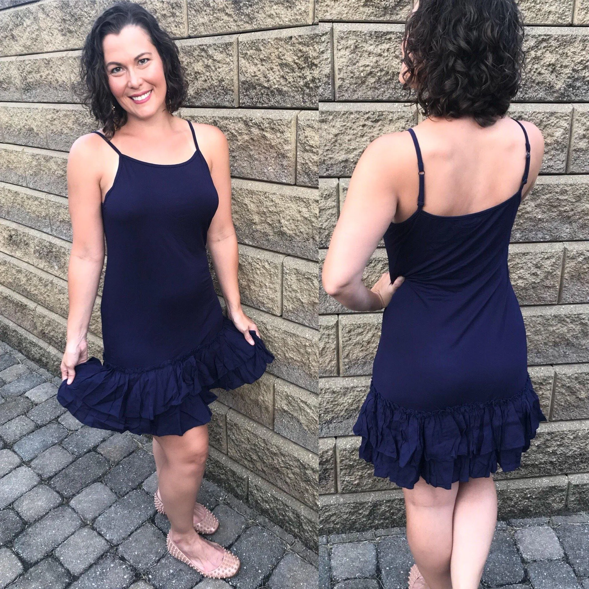 Black Double Ruffle Dress Extender Slip