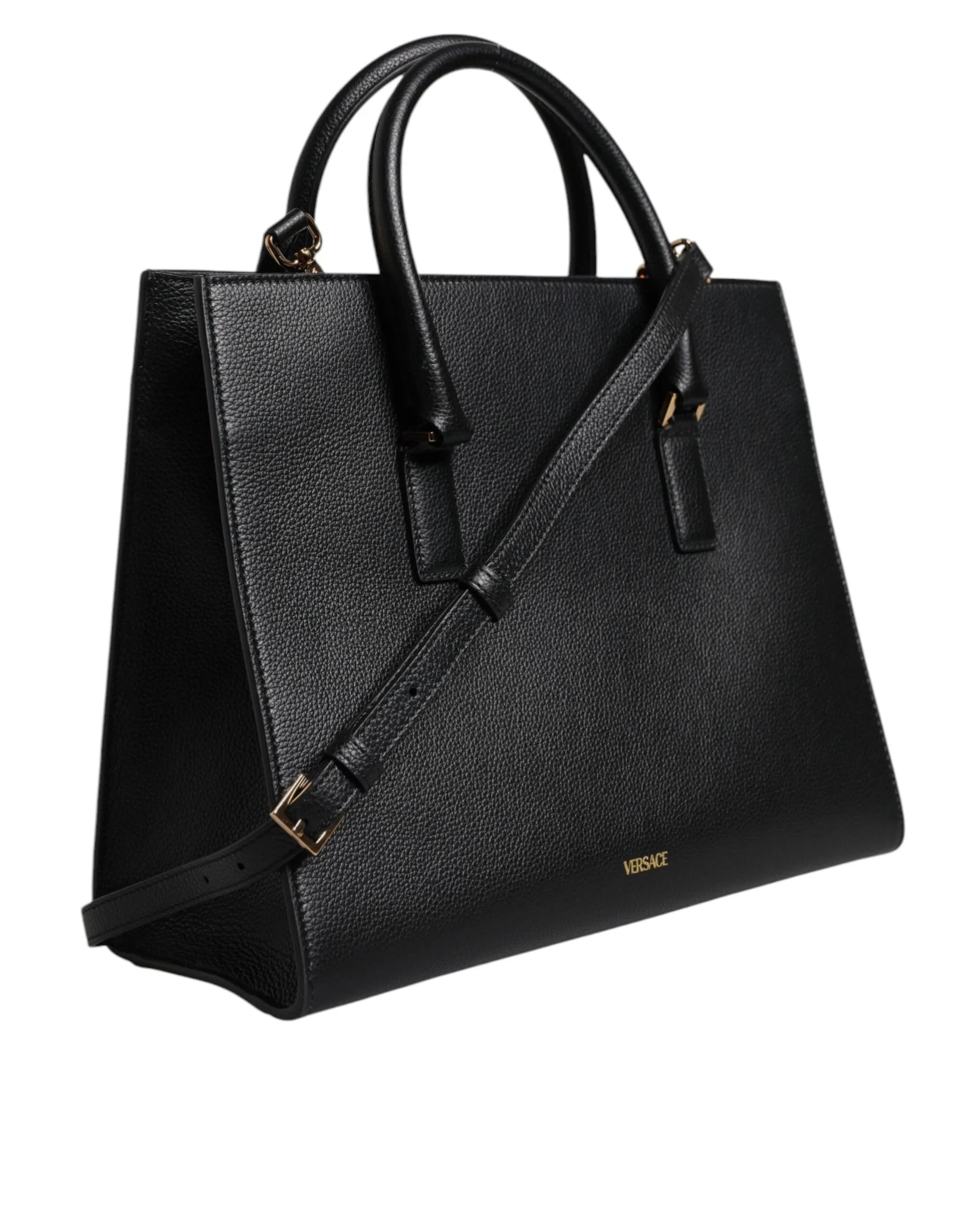 Black Large Leather Top Handle Shoulder Crossbody Bag