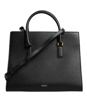 Black Large Leather Top Handle Shoulder Crossbody Bag