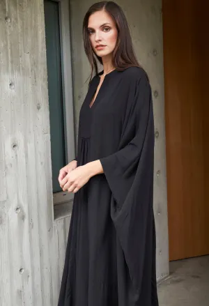 Black Laurel Bib Front Caftan - Sale