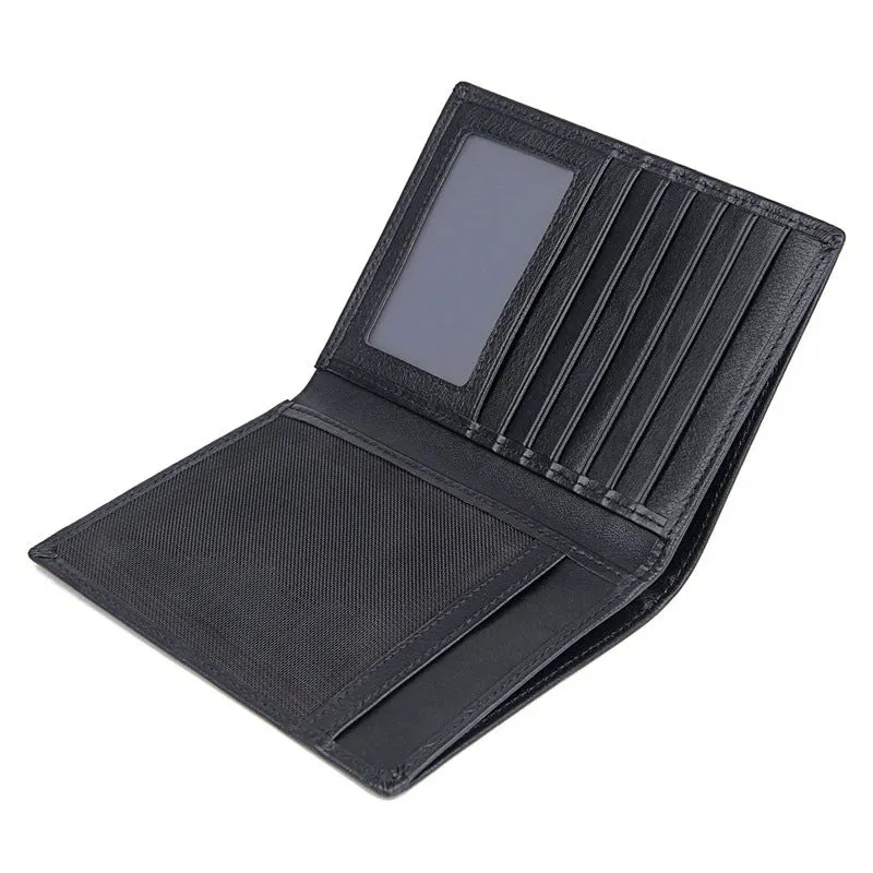 Black Leather Travel Passport Holder Case Men Long Wallets