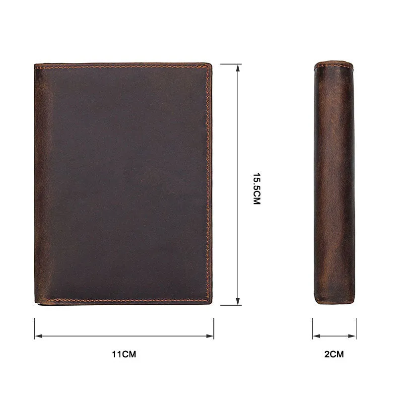 Black Leather Travel Passport Holder Case Men Long Wallets