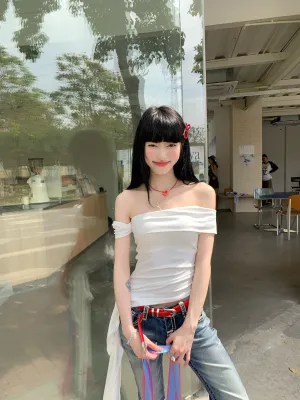 Black Ribbon Off-Shoulder Top