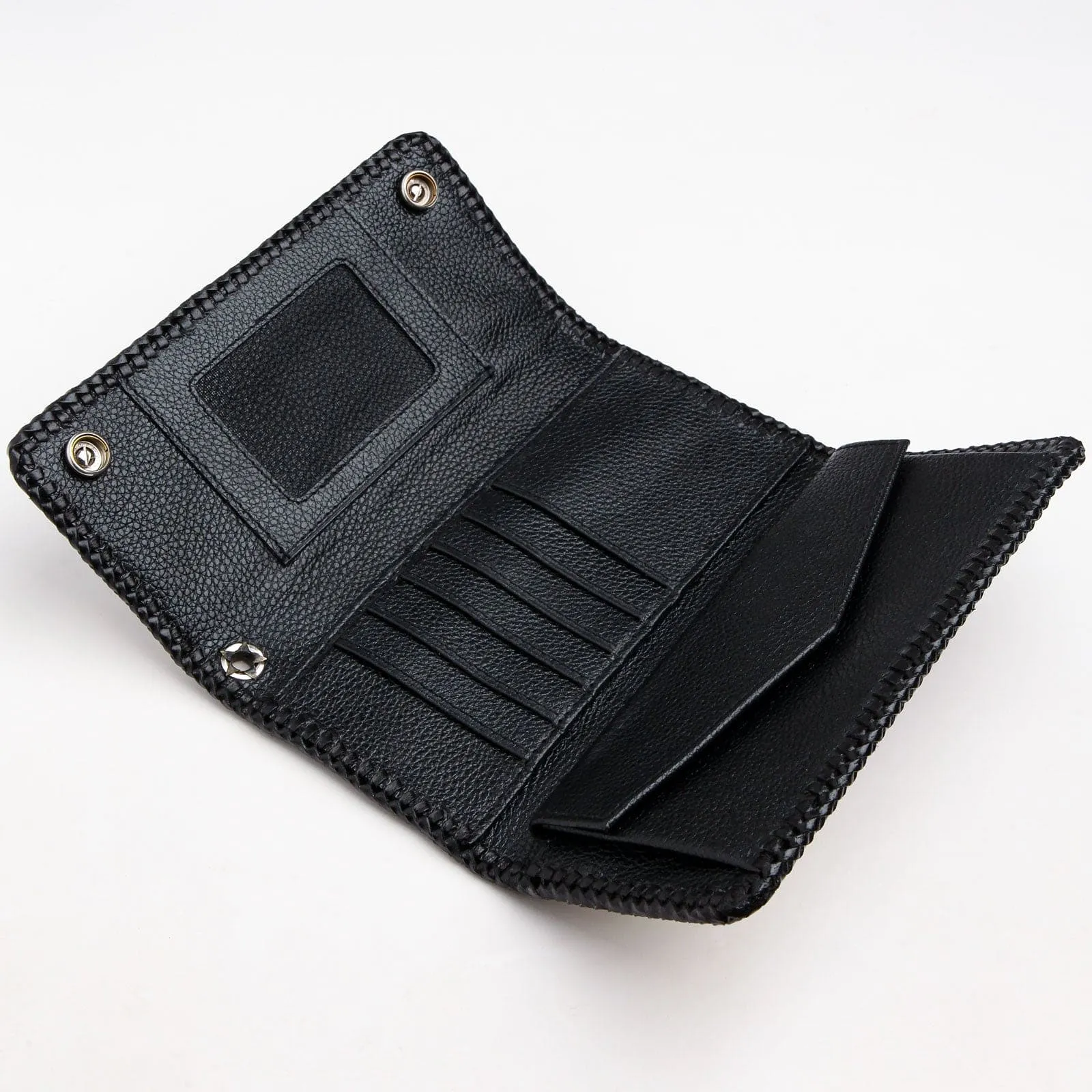 Black Stingray Cross Lizard Skin Leather Long Biker Wallet