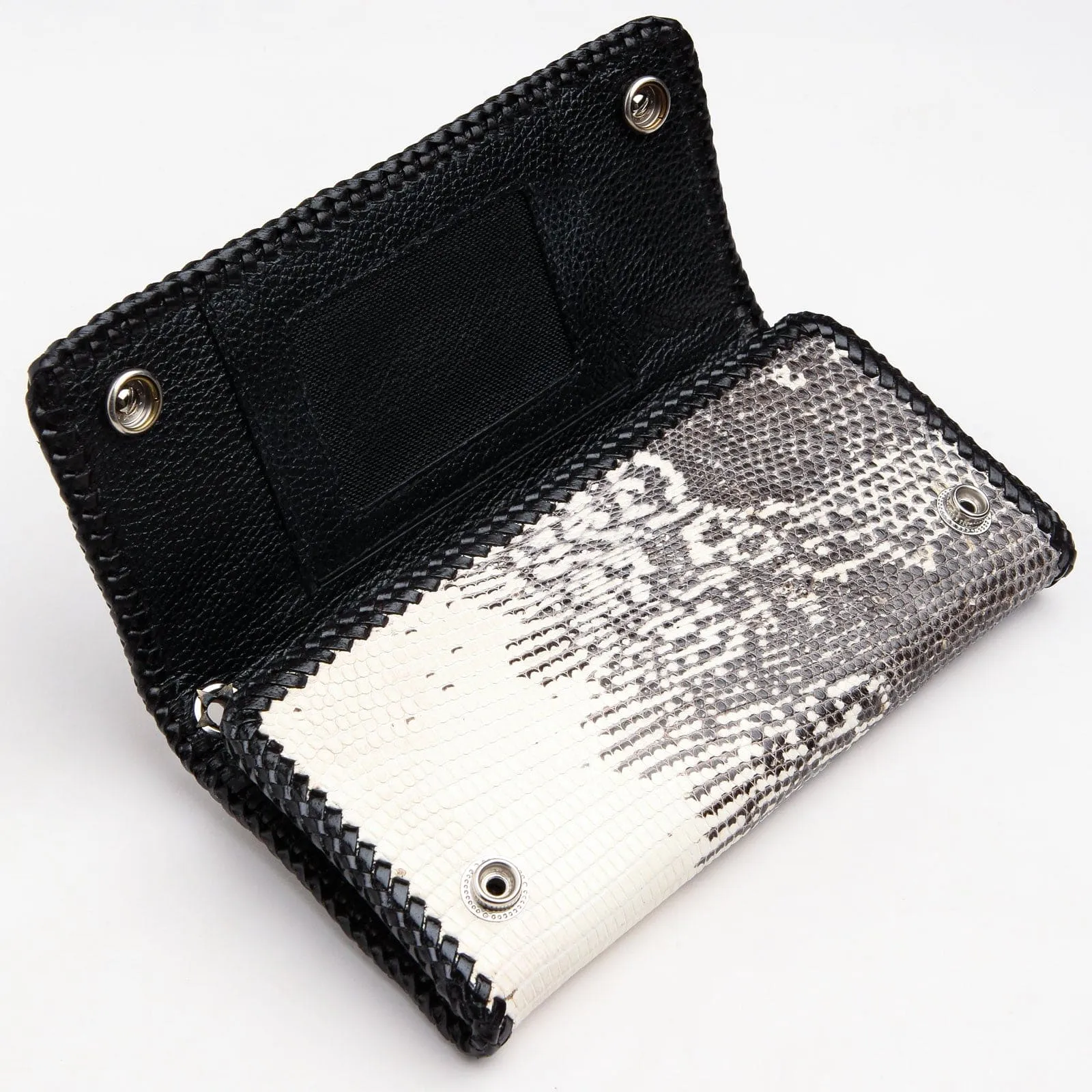 Black Stingray Cross Lizard Skin Leather Long Biker Wallet