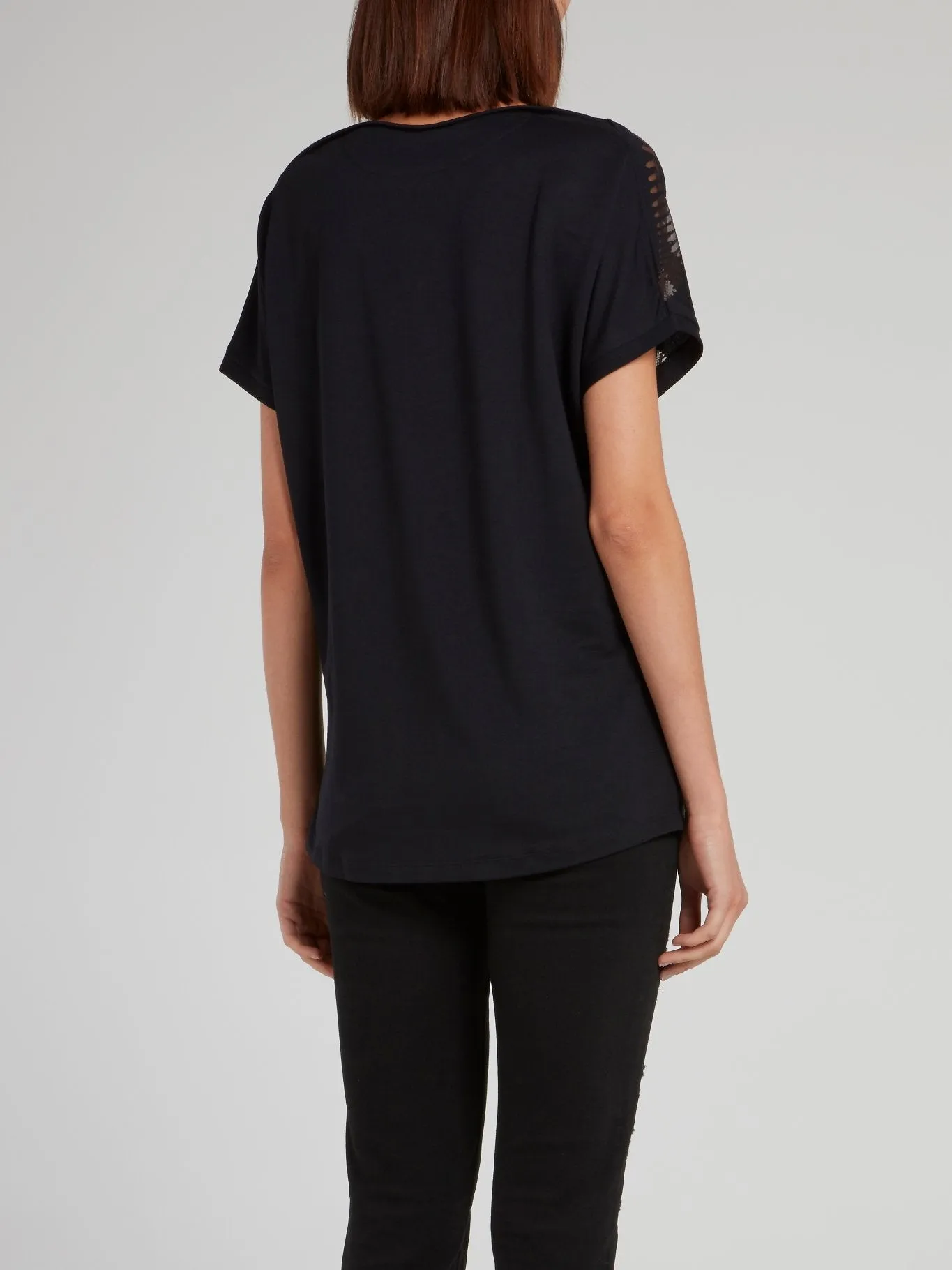 Black Studded V-Neck Shirt