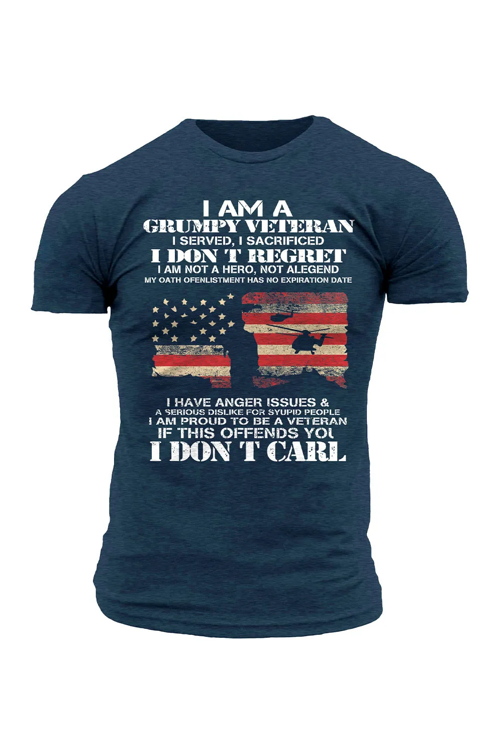 Blue I Am A Grumpy Veteran Patriot Graphic T-Shirt