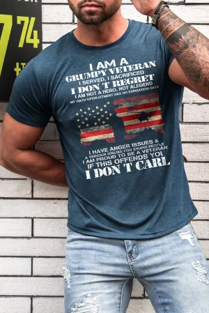 Blue I Am A Grumpy Veteran Patriot Graphic T-Shirt