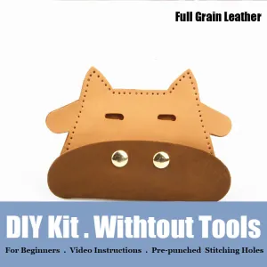 Blue Leather Card Holder Kit DIY Leather Cow Coin Wallet Kit DIY Eco Leather Projects DIY Leather Kit