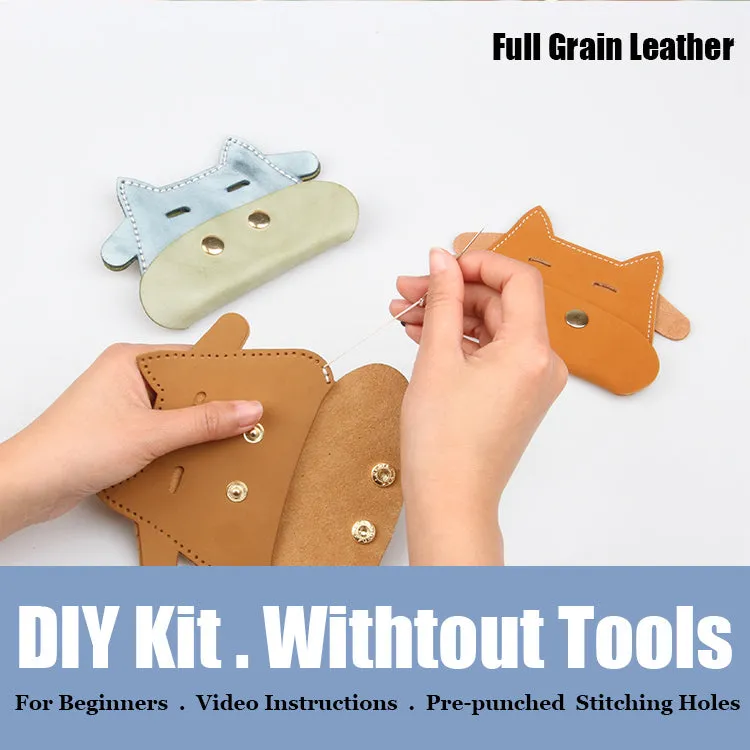 Blue Leather Card Holder Kit DIY Leather Cow Coin Wallet Kit DIY Eco Leather Projects DIY Leather Kit