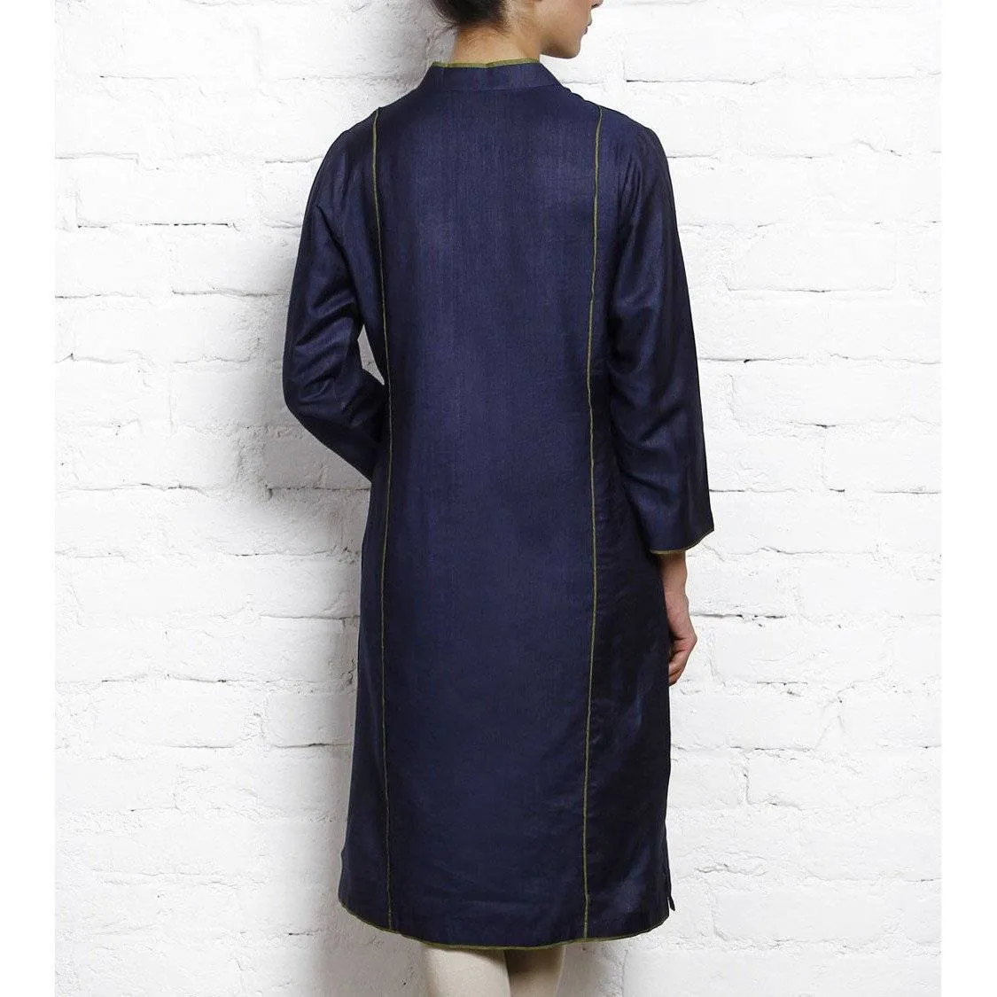 Blue Tussar Silk Cotton Kurta