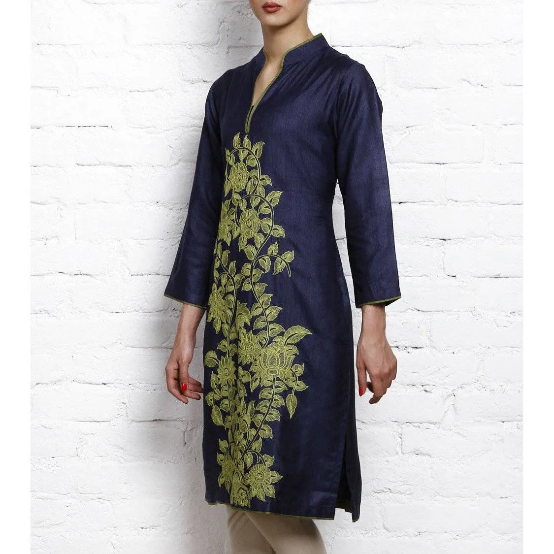 Blue Tussar Silk Cotton Kurta