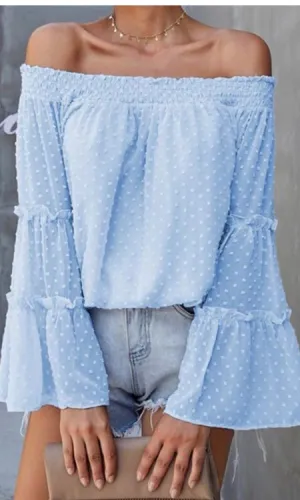 Blushing Blue Smocked Top