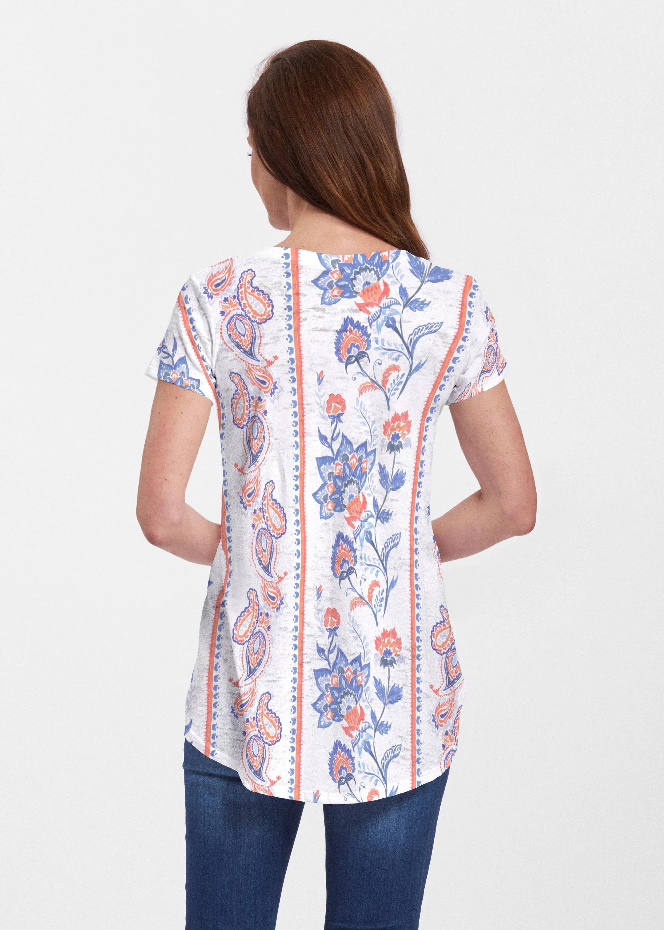 Bohemian Chintz (7847) ~ Signature Short Sleeve Scoop Neck Flowy Tunic