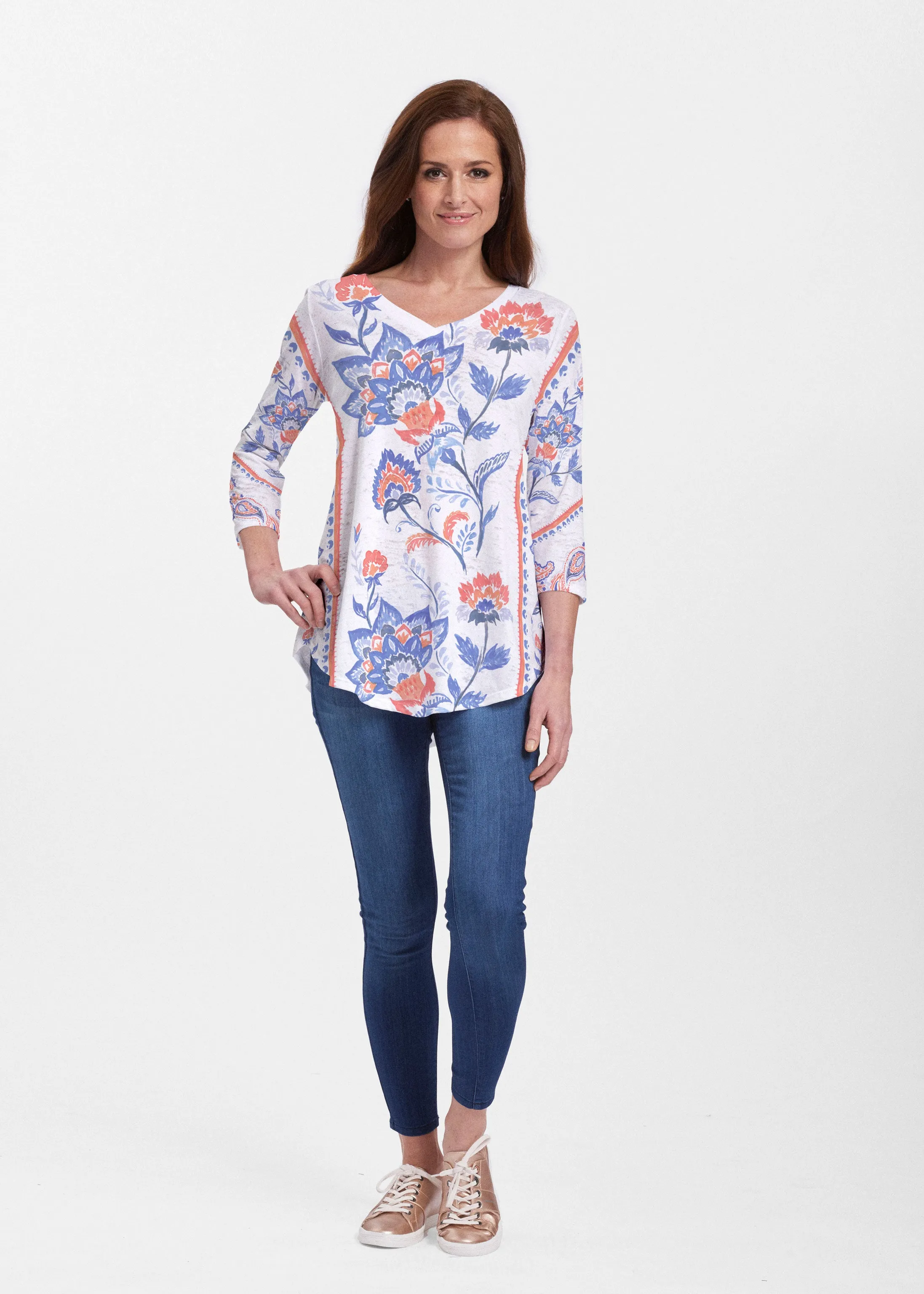 Bohemian Chintz (7847) ~ Signature V-neck Flowy Tunic