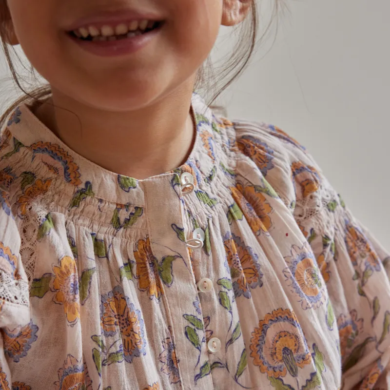 Bonheur du Jour Paris Noura Girl  Woman Blouse - Fleurs Rose