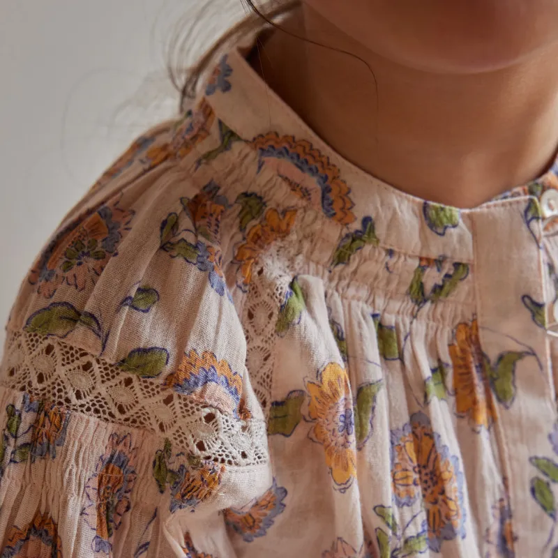 Bonheur du Jour Paris Noura Girl  Woman Blouse - Fleurs Rose