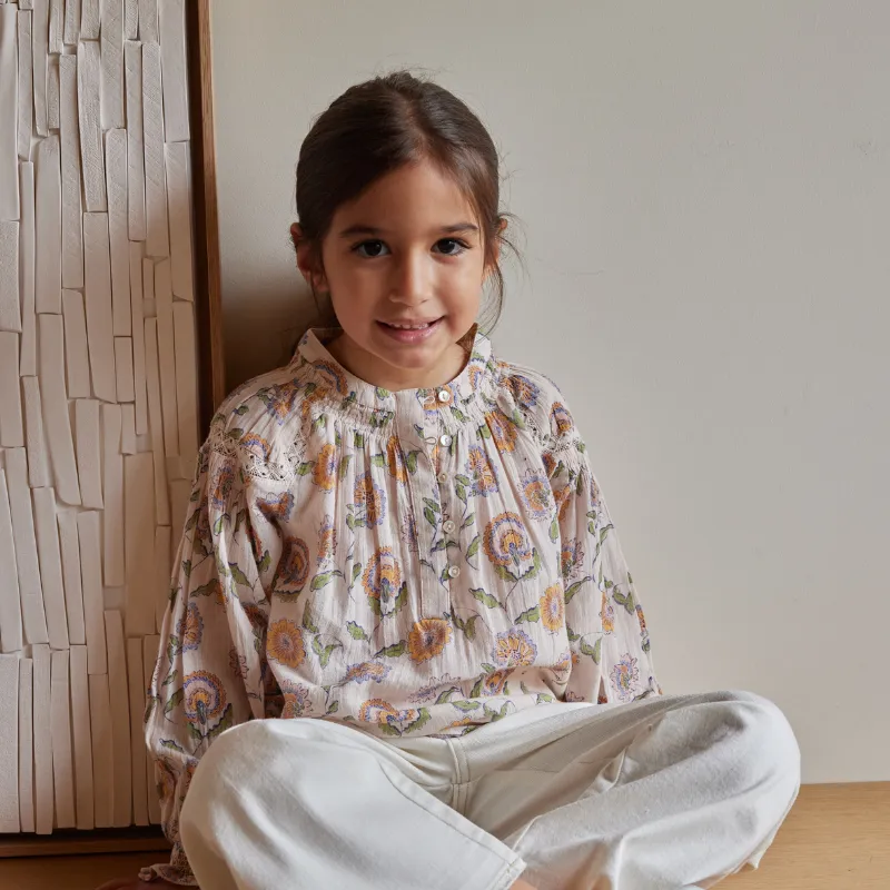 Bonheur du Jour Paris Noura Girl  Woman Blouse - Fleurs Rose