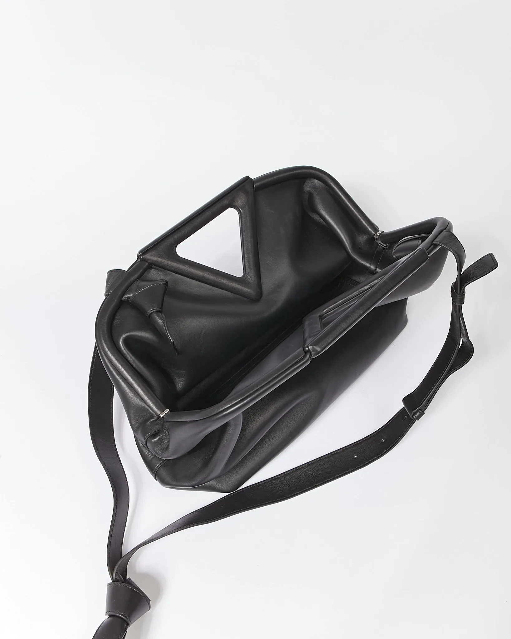 Bottega Veneta Black Leather Point Medium Bag