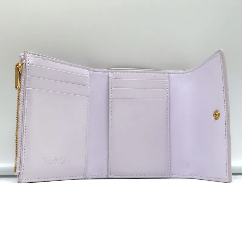 Bottega Veneta Cassette Tri-Fold Wallet Light Purple Leather