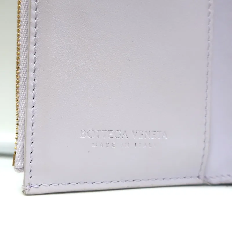 Bottega Veneta Cassette Tri-Fold Wallet Light Purple Leather
