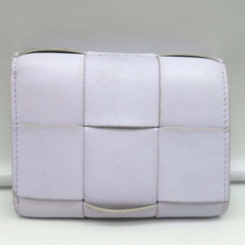 Bottega Veneta Cassette Tri-Fold Wallet Light Purple Leather