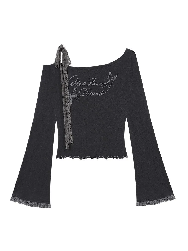 bow off-shoulder hot T-shirt