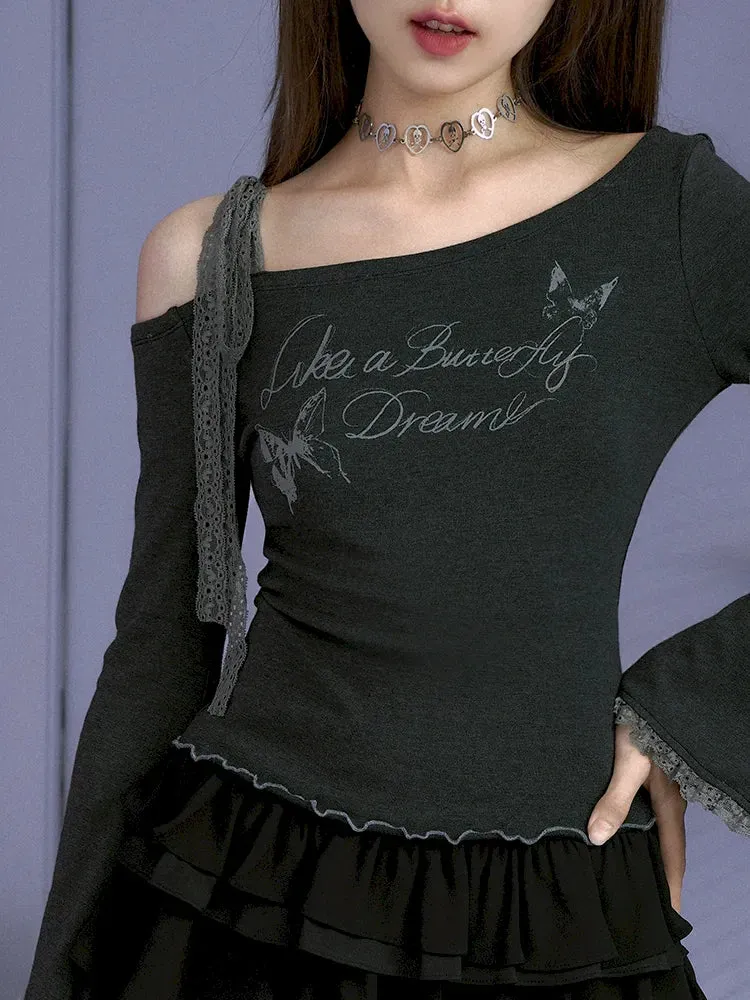 bow off-shoulder hot T-shirt