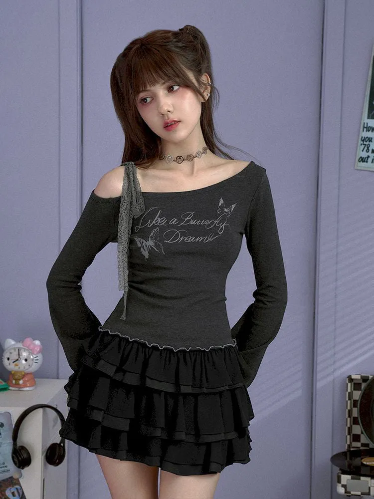 bow off-shoulder hot T-shirt