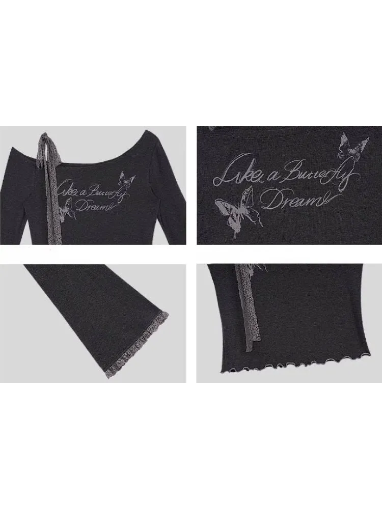 bow off-shoulder hot T-shirt