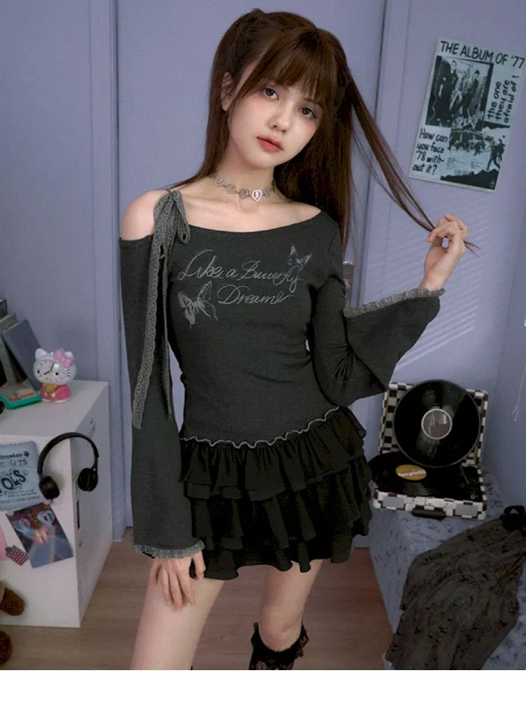 bow off-shoulder hot T-shirt